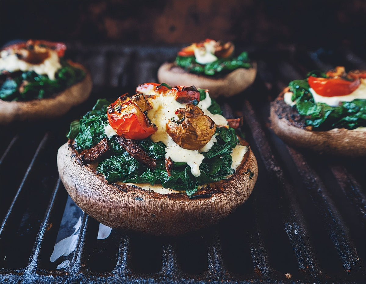 Gefüllter Portobello mit Spinat und Ziegenkäse