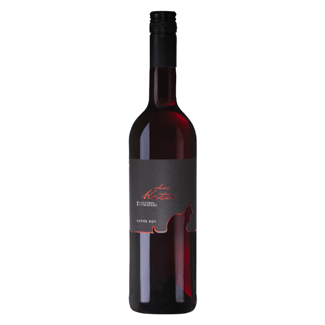 Packshot van de alcoholvrije rode wijn Ohne kater Cuvee Rot.