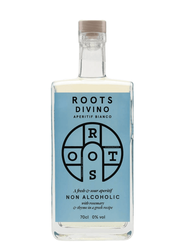 Packshot van de alcoholvrije drank Roots Divino.