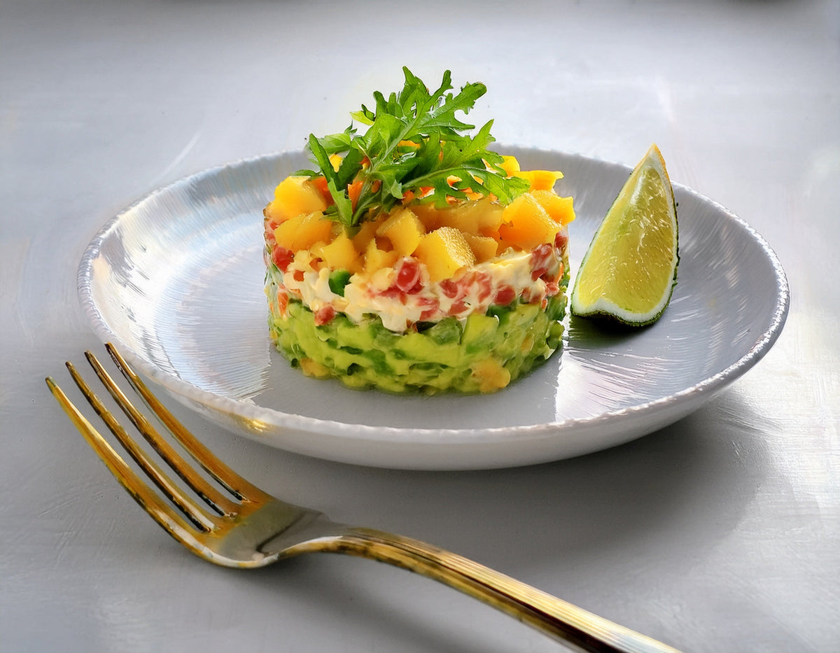 Avocado crab tartare with mango salsa