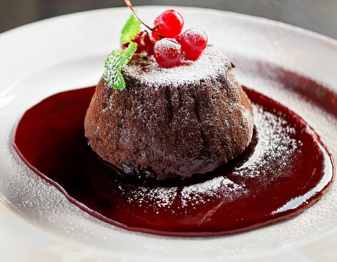 Chocolade fondant met rode vruchten coulis