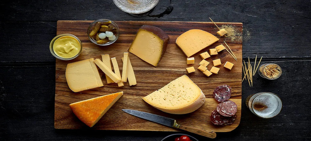 Cheese board with hard cheeses