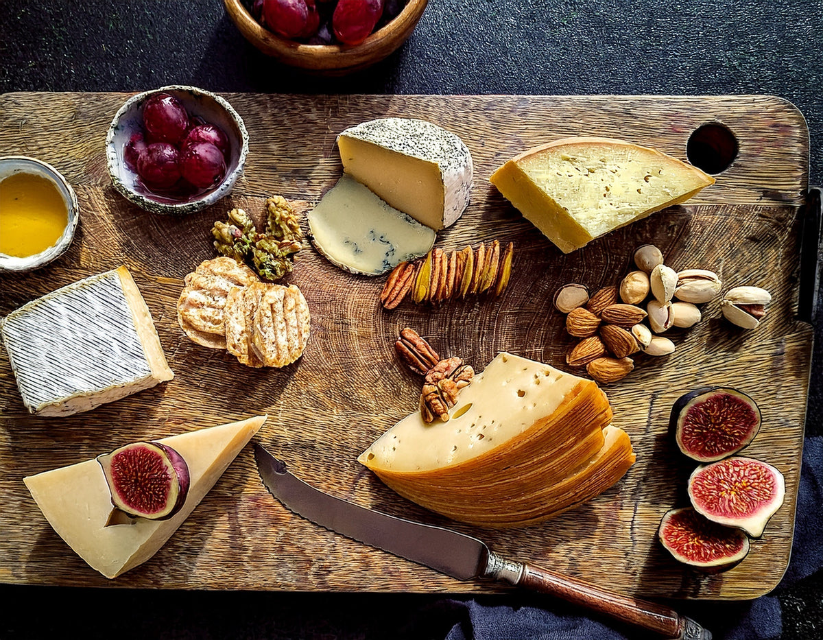 Cheese board with hard cheeses