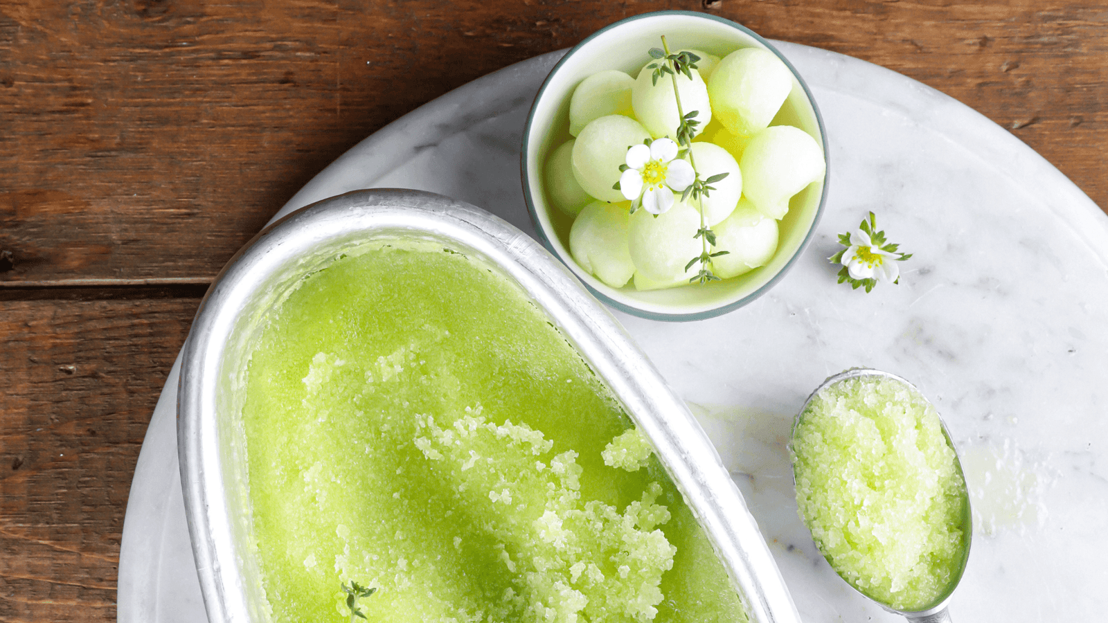 Groene appel sorbet met verse munt