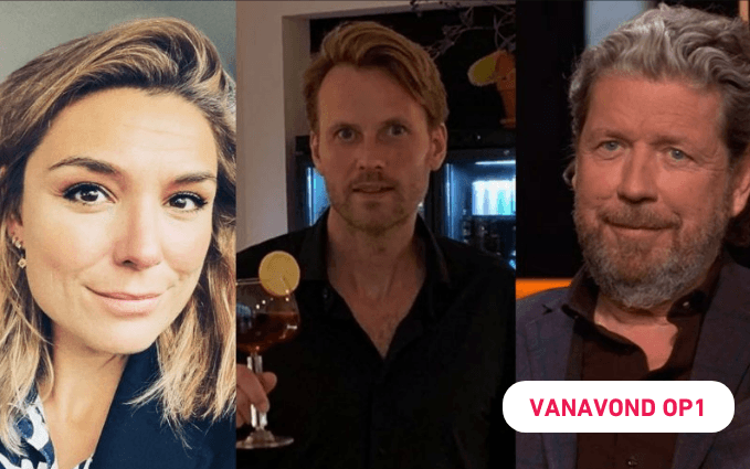 Drie personen in portretstijl, een man met alcoholvrije cocktail, label Vanavond OP1 | World of NIX