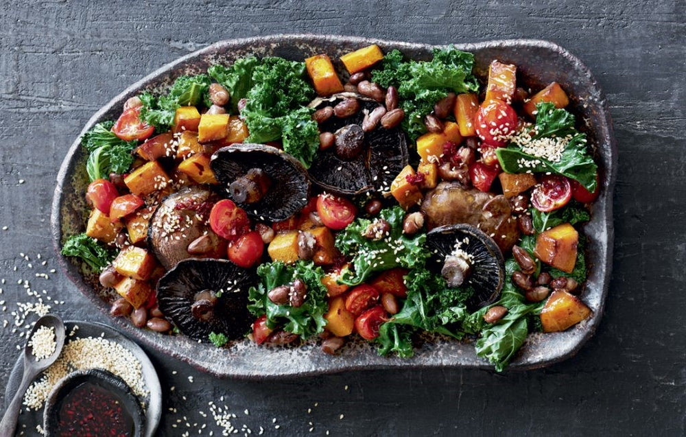 Roasted Pumpkin and Mushroom Salad with Balsamic