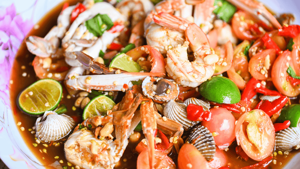 Seafood salad with citrus dressing