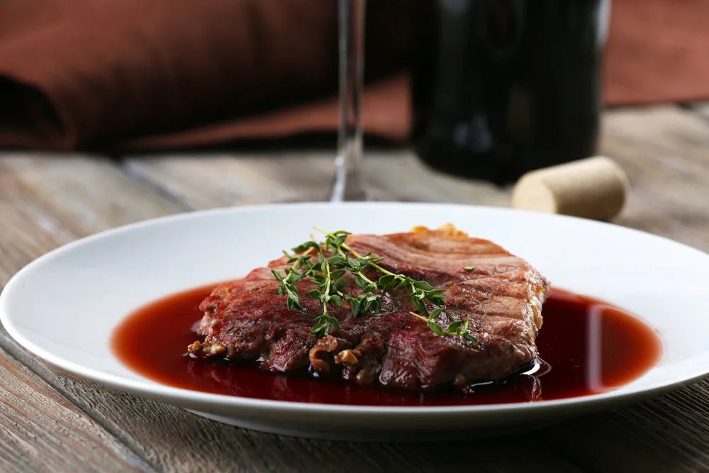 Ribeye with red wine sauce