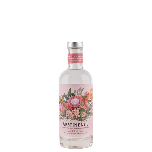 Abstinence Cape Floral alcoholvrije spirit fles met botanisch bloemenetiket, World of NIX
