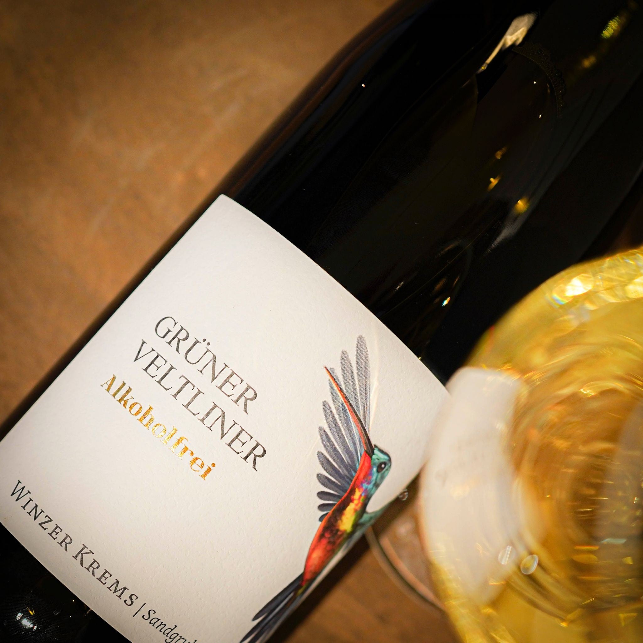 Etiket van alcoholvrije Grüner Veltliner van Winzer Krems