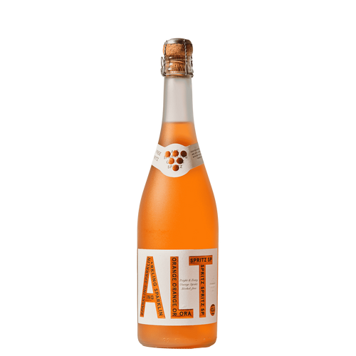 Fles alcoholvrije spritz met oranje kleur, World of NIX, premium alcoholvrij drankje