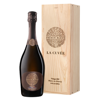 alcoholvrije champagne van French Bloom in een prachtige houten box