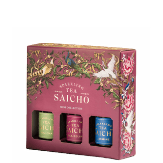 Packshot sparkling tea's van Saicho in een giftset