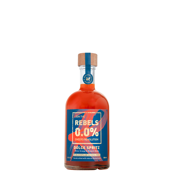 Rebels 0.0% Dolce Spritz alcoholvrije spirit fles, oranje drank, World of Nix