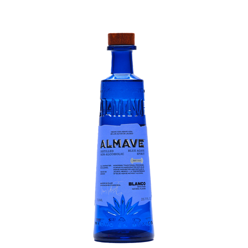 Almave Blanco alcoholvrije blue agave spirit in blauwe fles, World of NIX webshop