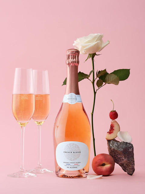Alcoholvrije sparkling rosé van French Bloom