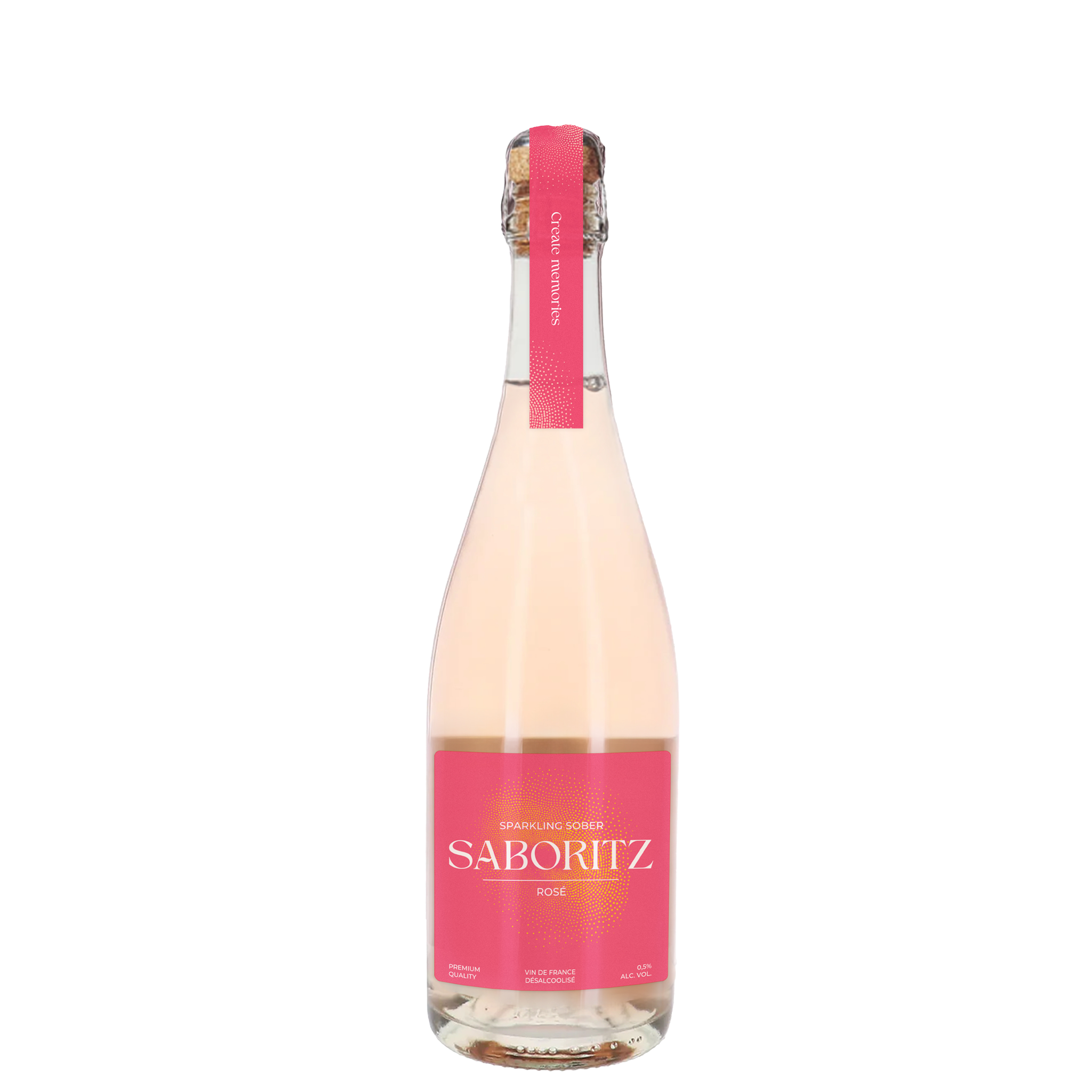 Alcoholvrije sparkling rosé van Saboritz