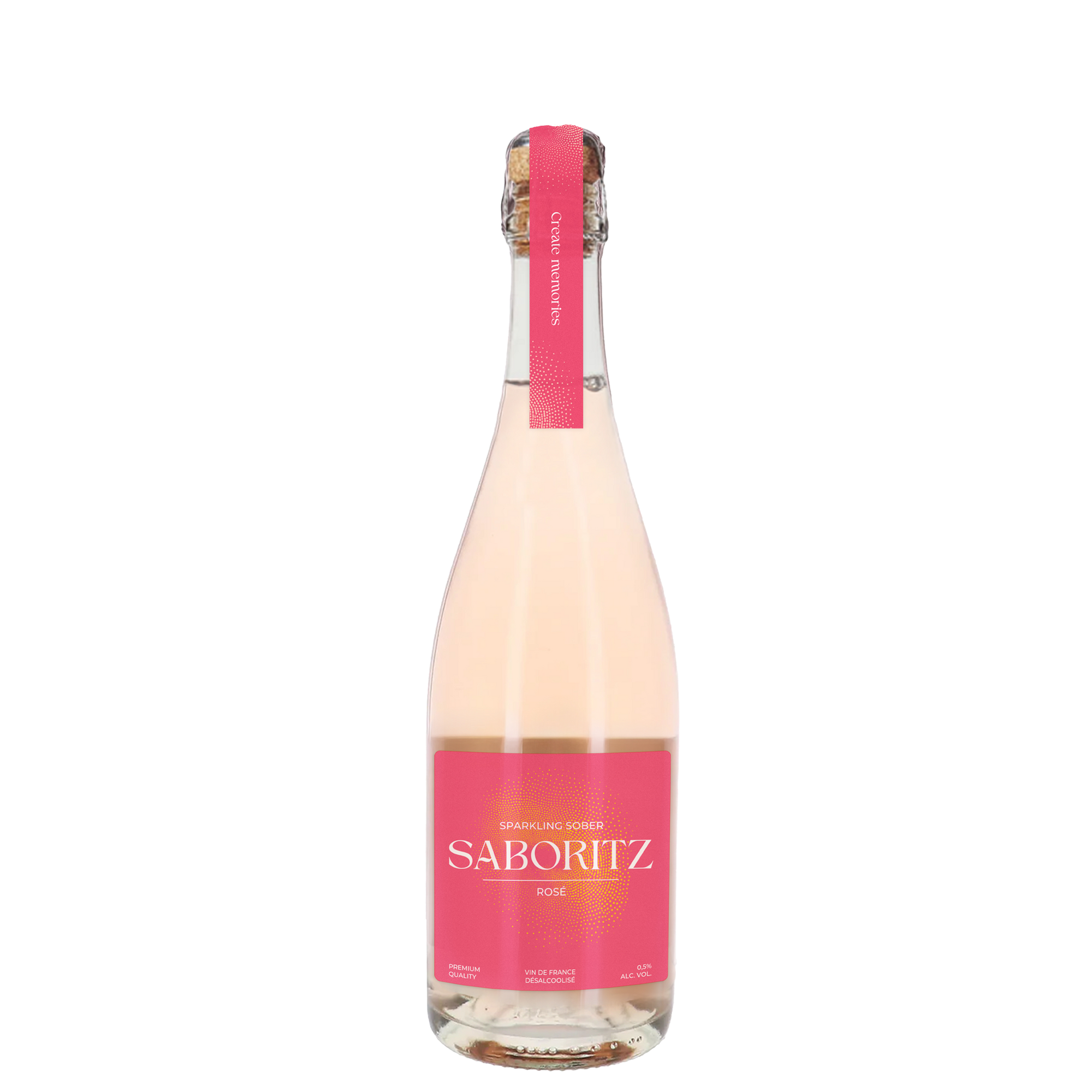 Alcoholvrije sparkling rosé van Saboritz