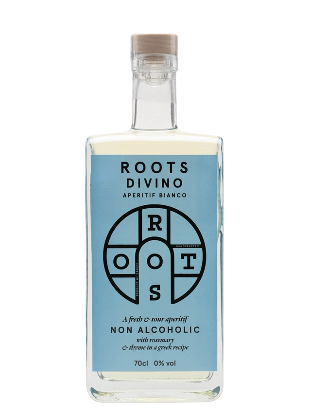 Packshot van de alcoholvrije drank Roots Divino.