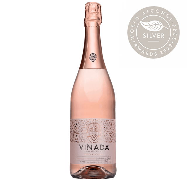 Alcoholvrije sparkling rosé van Vinada